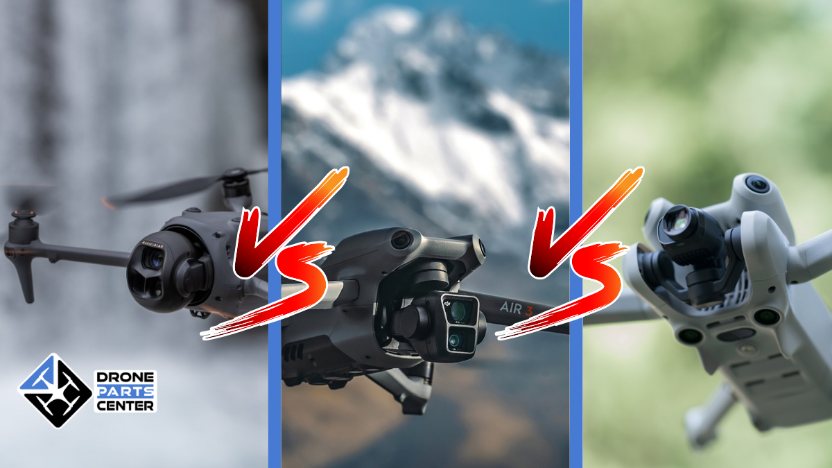Comparaison de trois drones différents en extérieur.