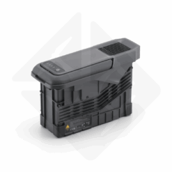 Black drone battery on white background.