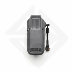Grey electric battery charger on white background.
