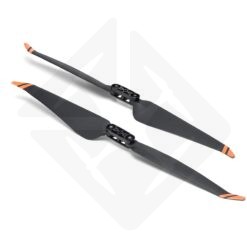 Two black propellers with orange tips