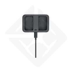 Black battery charger with two slots.