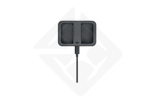Black battery charger with two slots.