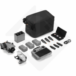 Drone accessory set with bag, batteries, propellers.