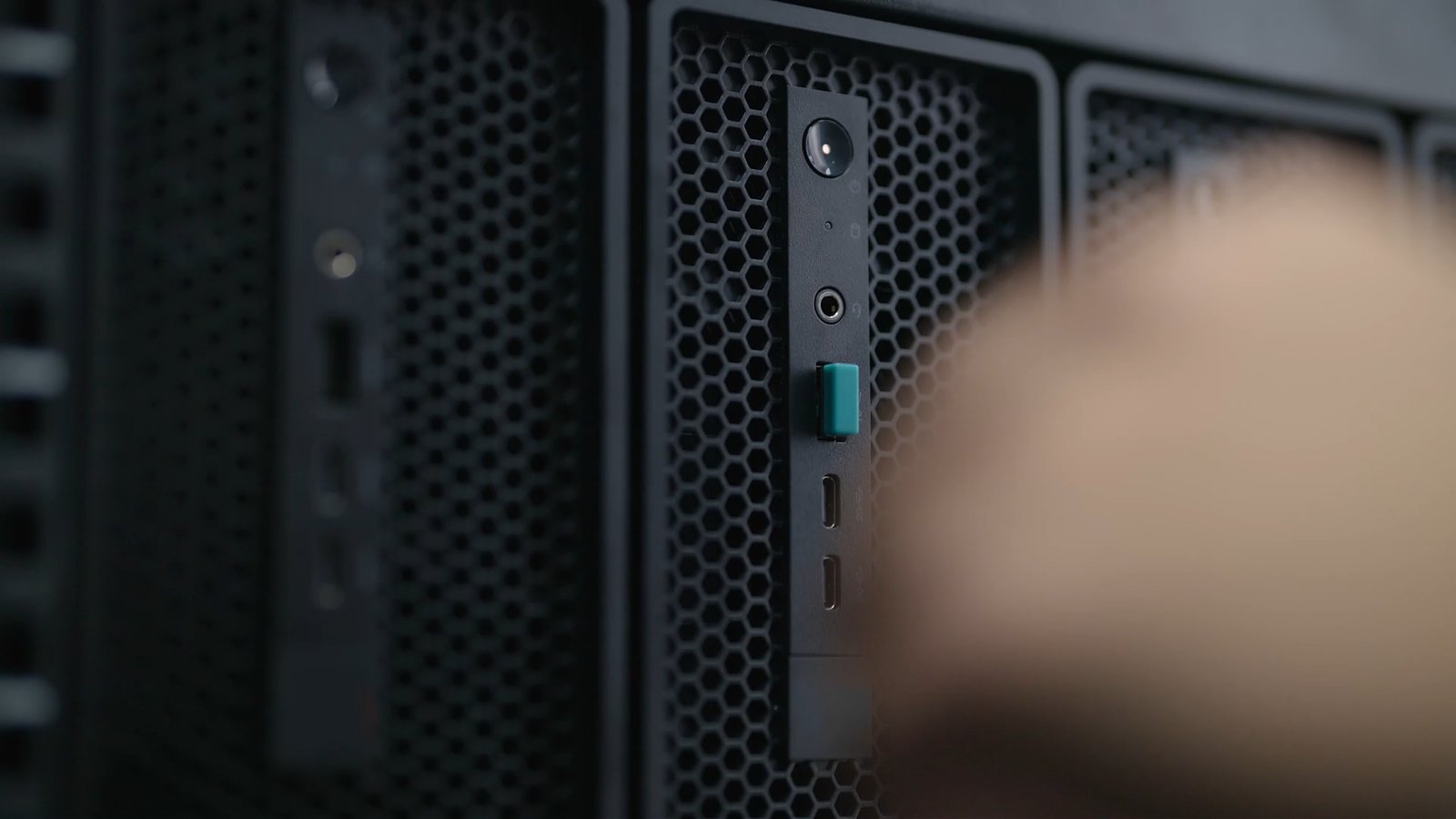 Front of the DJI FlightHub 2 AIO: USB and USB-C ports