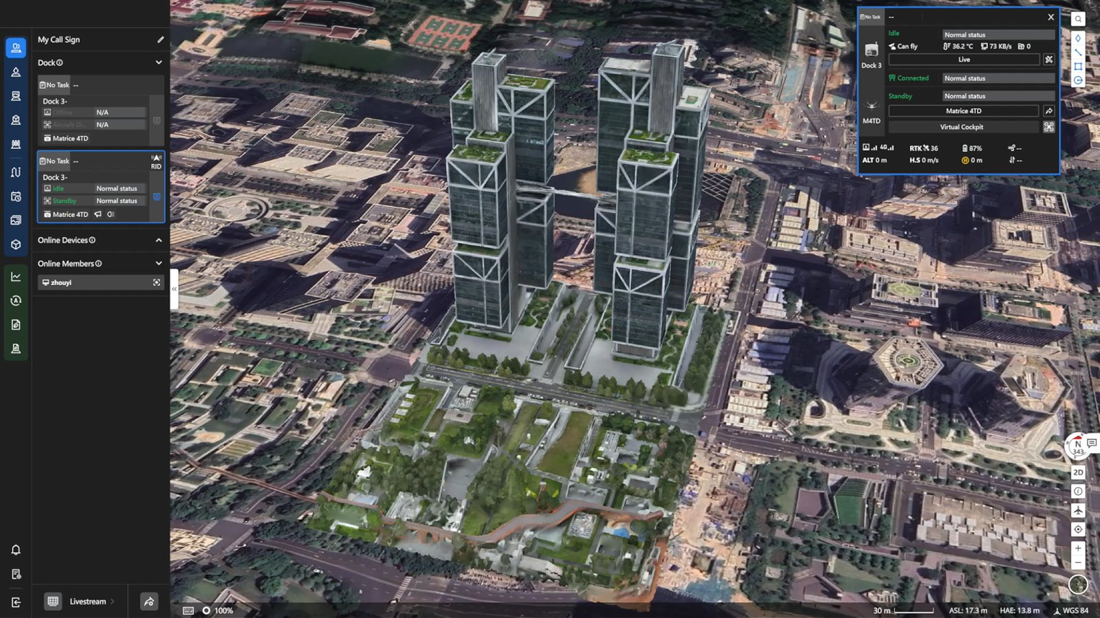 3D-Modell in DJI FlightHub 2, lokal vom AIO rekonstruiert