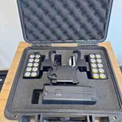 Case equipped with electronic equipment and accessories.