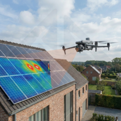 Drone inspects solar panels with thermal camera.