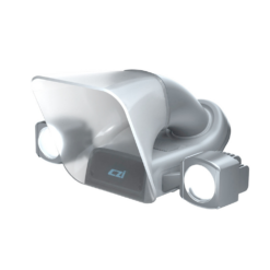 Projecteur blanc moderne avec lumières LED.