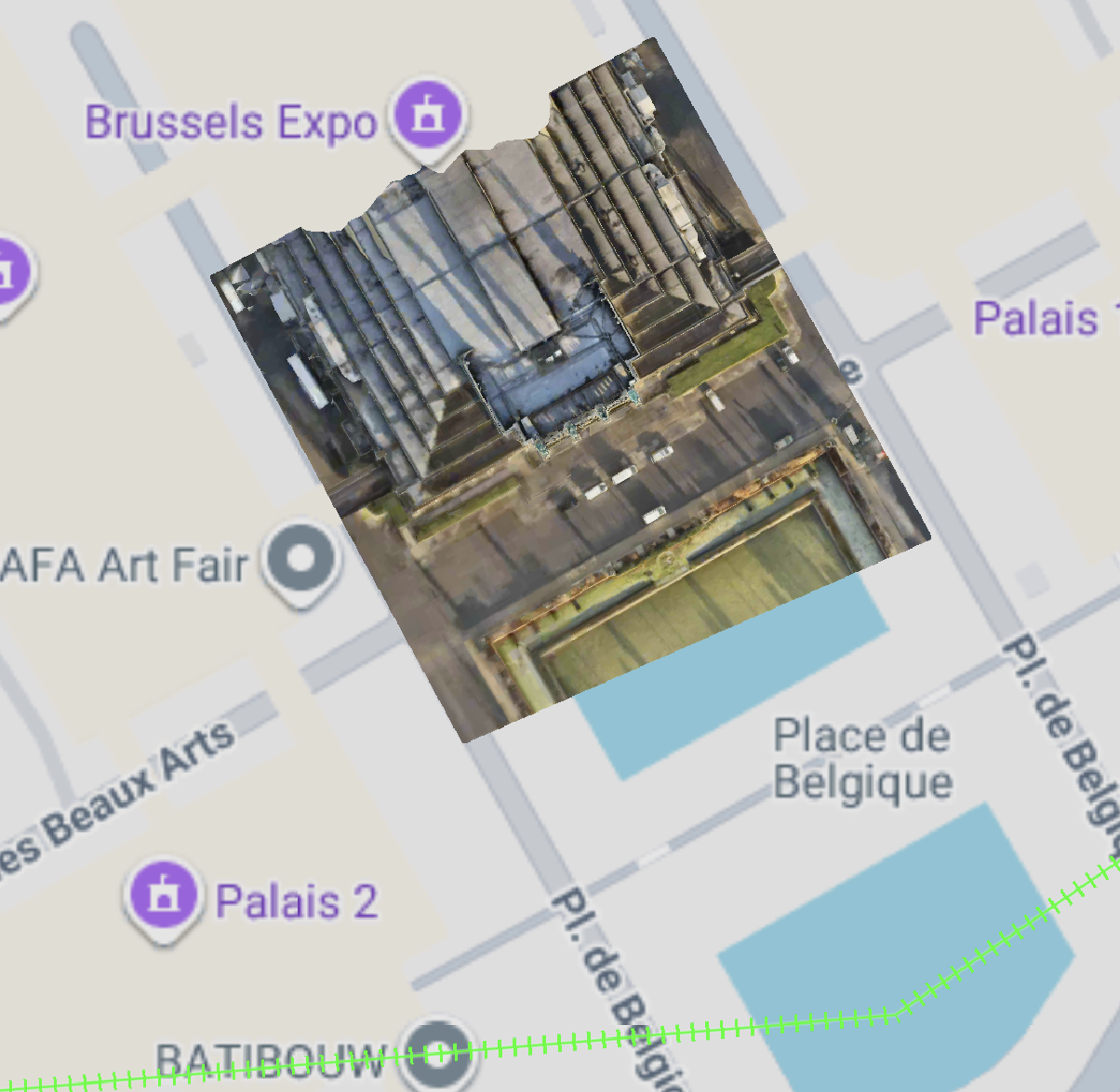 Modèle 3D géoréférencé du Palais 5 généré dans DJI FlightHub 2